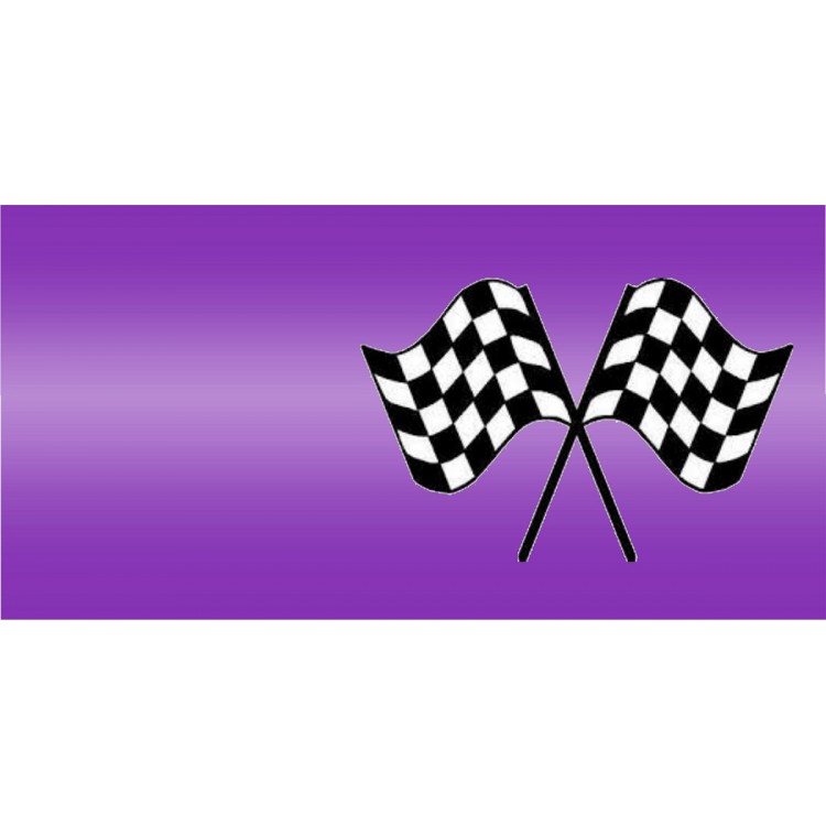LPO6738 Racing Flags on Purple Offset Photo License Plate