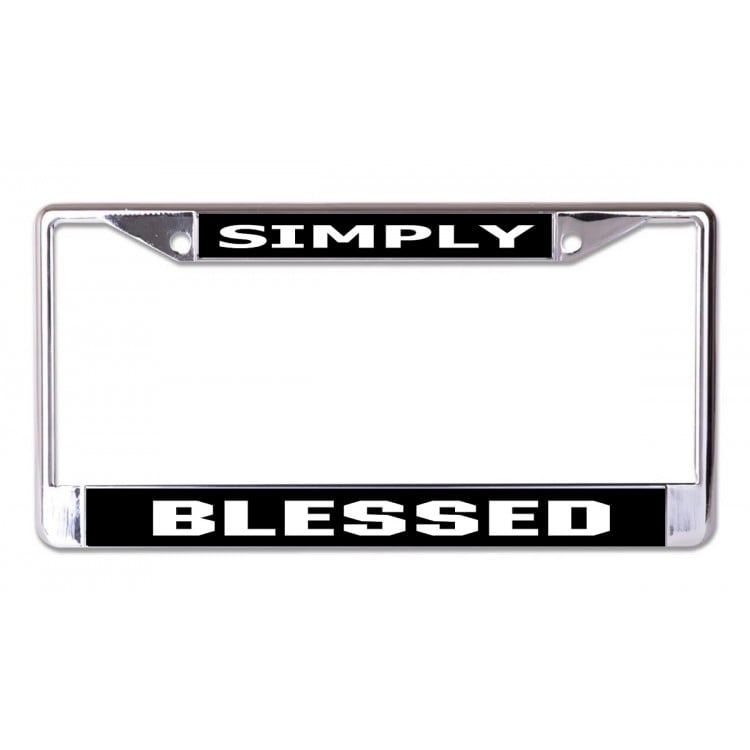 LPO6752 6 x 12 in. Simply Blessed No.3 Chrome License Plate Frame