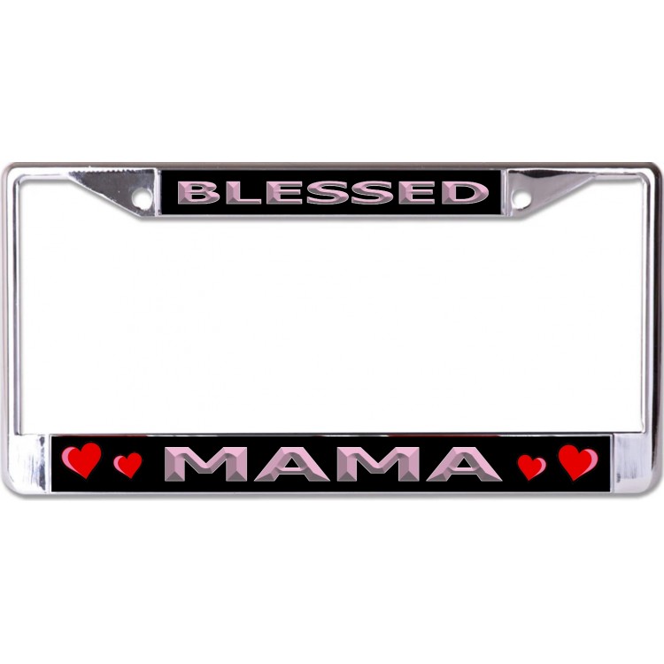 LPO6793 6 x 12 in. Blessed Mama Chrome License Plate Frame