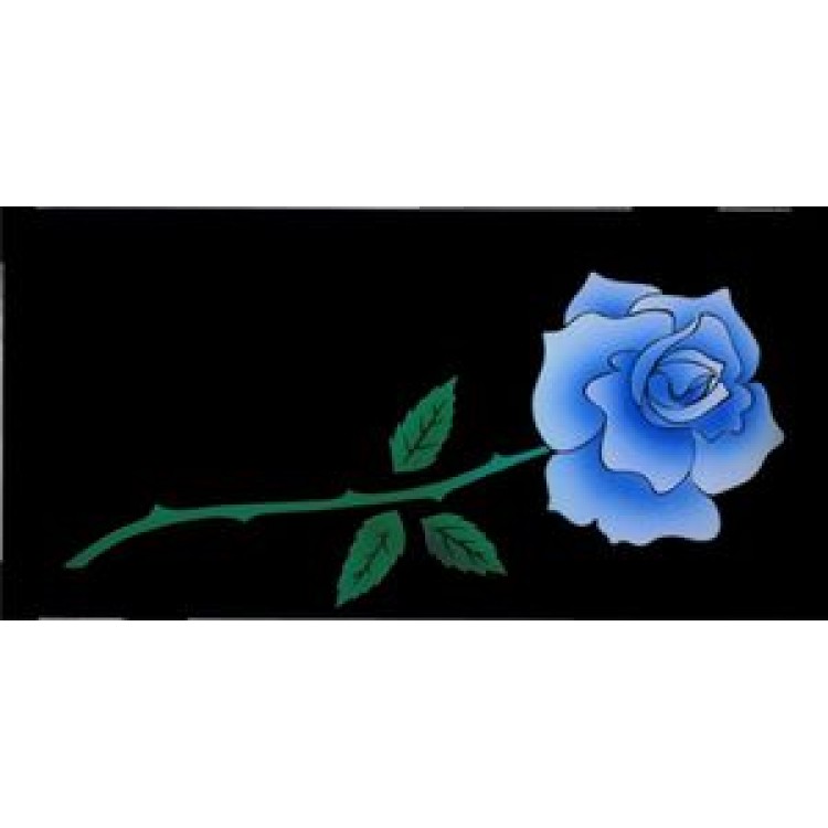 LPO490 Blue Rose on Black License Plate