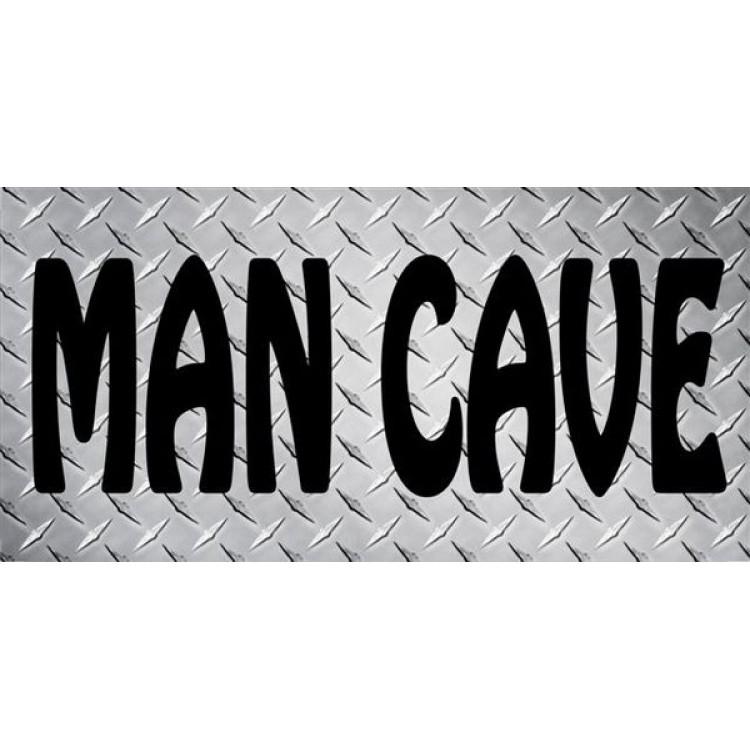 LPO1495 Man Cave Diamond Plate Photo License Plate