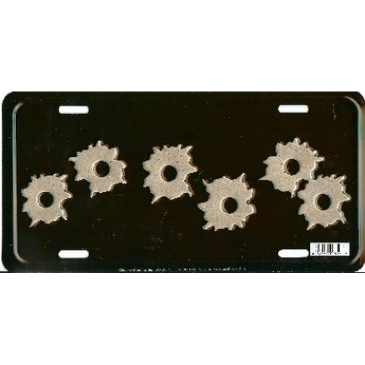 Picture of 212 Main 1876 6 x 12 in. Silver Bullet Holes on Black Aluminium License Plate