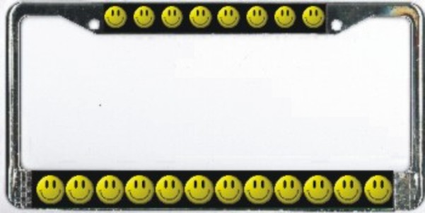 Picture of 212 Main 038-1015-00 Smiley Face on Black Photo License Plate Frame, Free Screw Caps