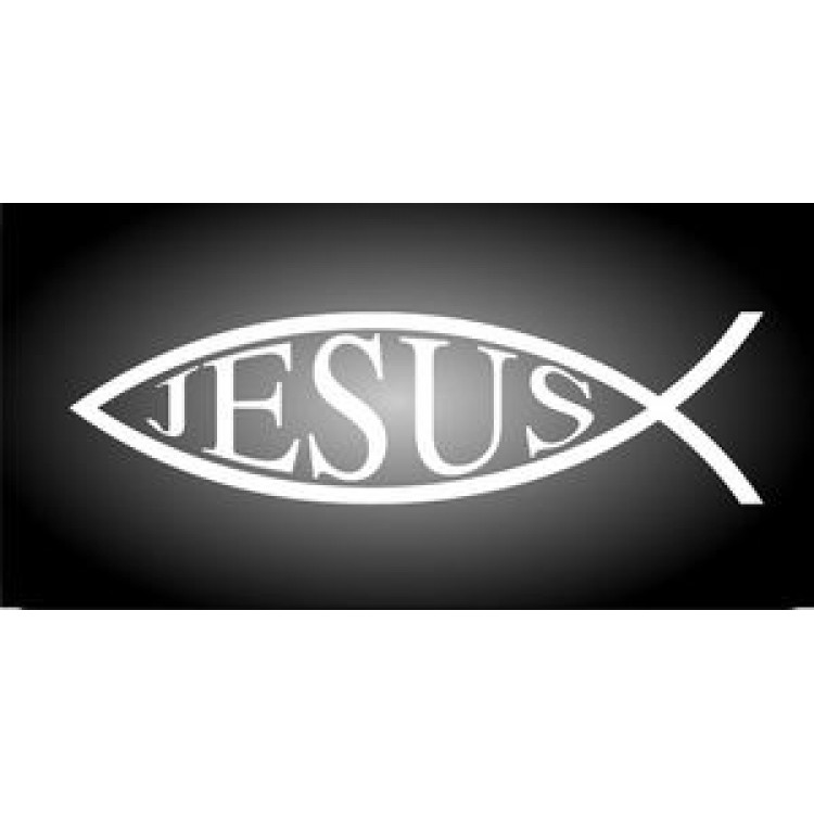 LPO740 White Jesus Fish Photo License Plate