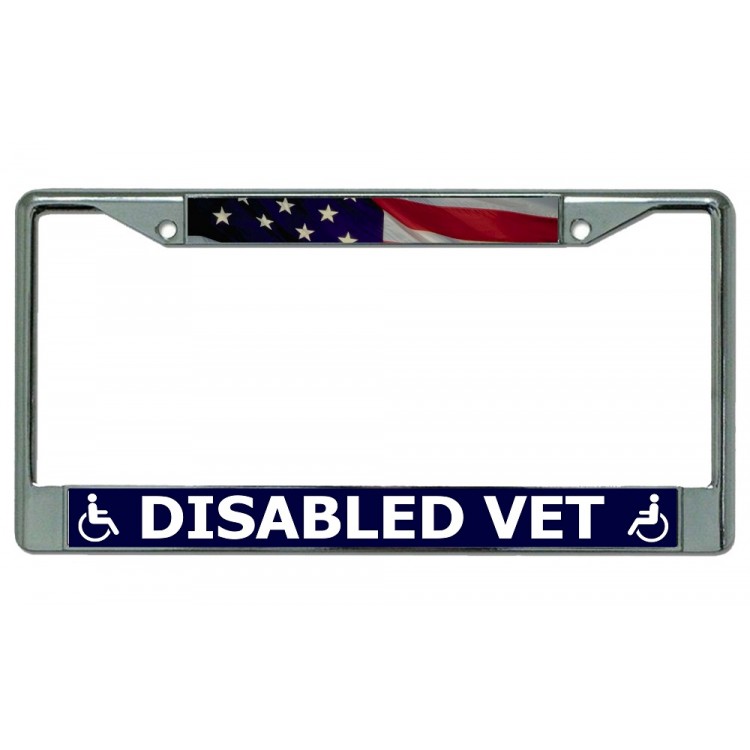 LPO2717 6 x 12 in. Disabled Vet Chrome License Plate Frame