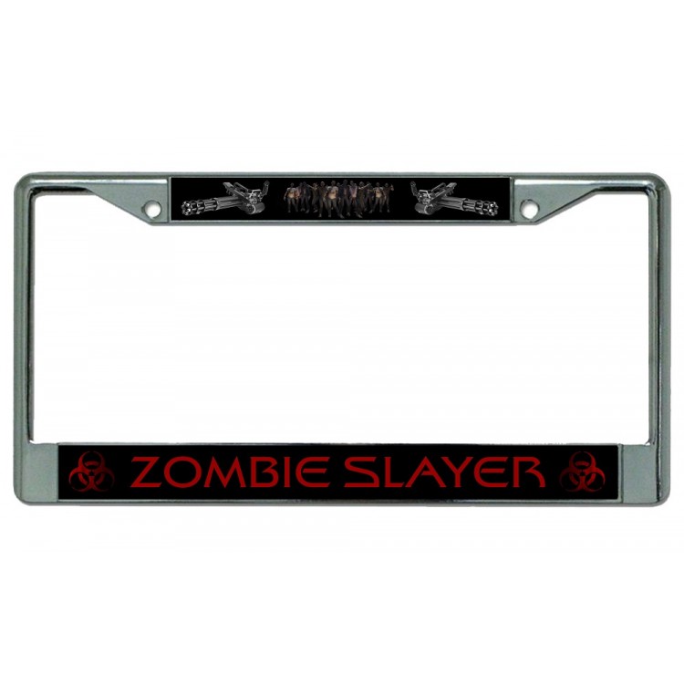 LPO2720 6 x 12 in. Zombie Slayer Chrome License Plate Frame