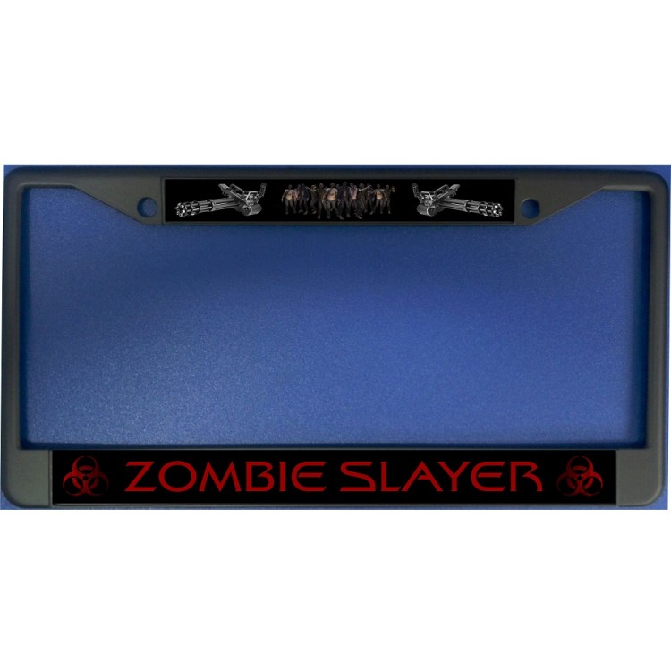 LPO2720B 6 x 12 in. Zombie Slayer Black License Plate Frame
