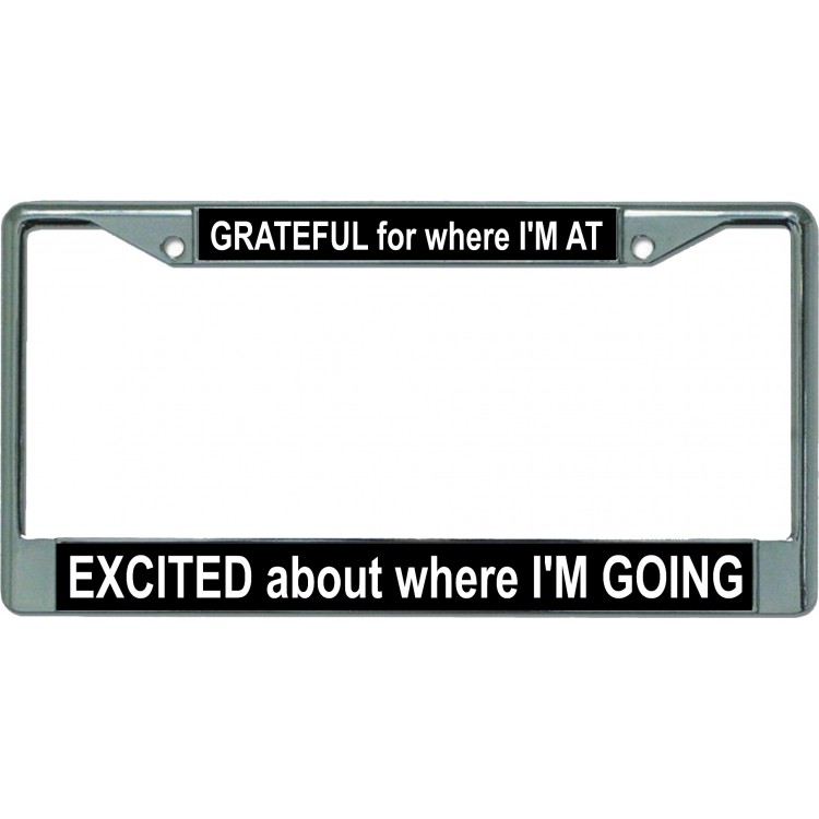 LPO5851 6 x 12 in. Grateful for Excited About Chrome License Plate Frame