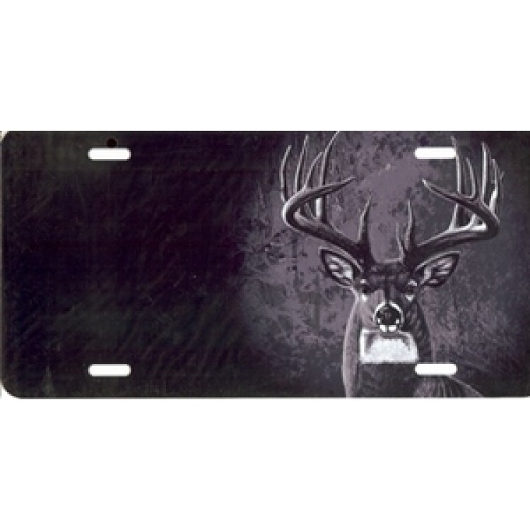 SM216 6 x 12 in. Deer Offset on Black Airbrush License Plate