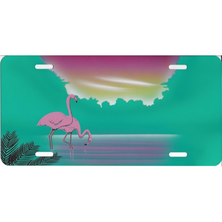 SM218 6 x 12 in. Pink Flamingos License Plate