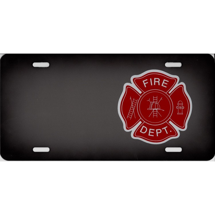 SM226 6 x 12 in. Fire Fighter Logo Offset on Black License Plate