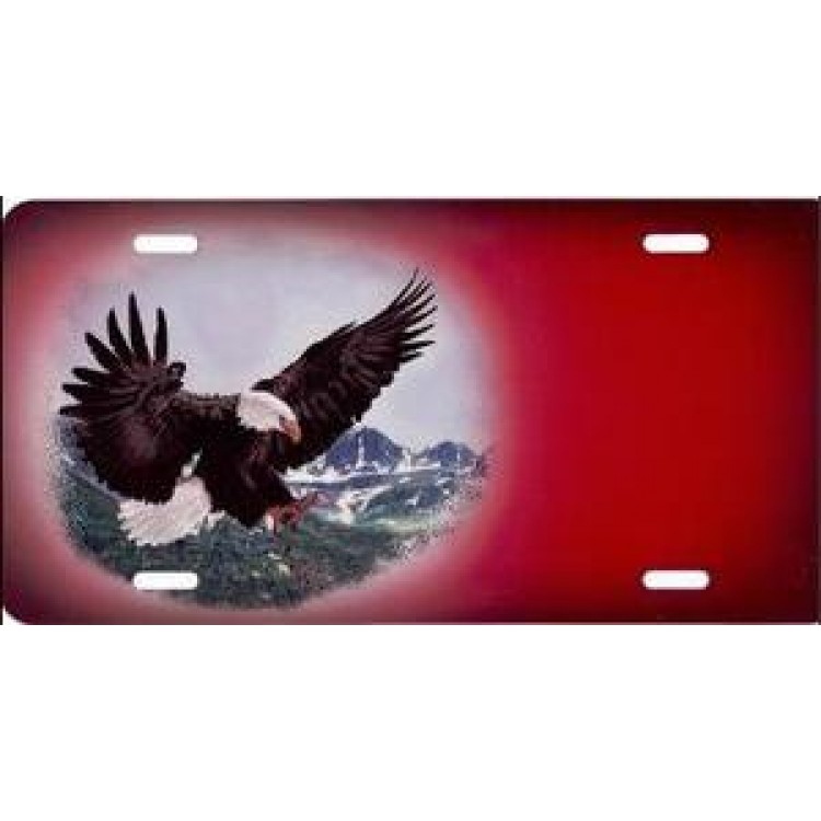 SM309 6 x 12 in. Eagle on Red Offset Airbrush License Plate, Free Names on This Air Brush -  212 Main