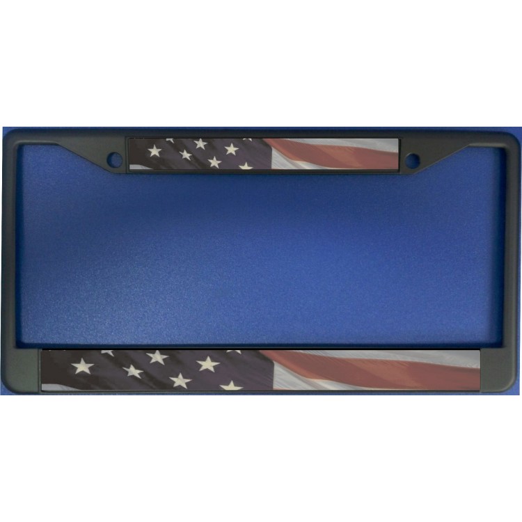 LPO5863 6 x 12 in. American Flag Split on Black License Plate Frame