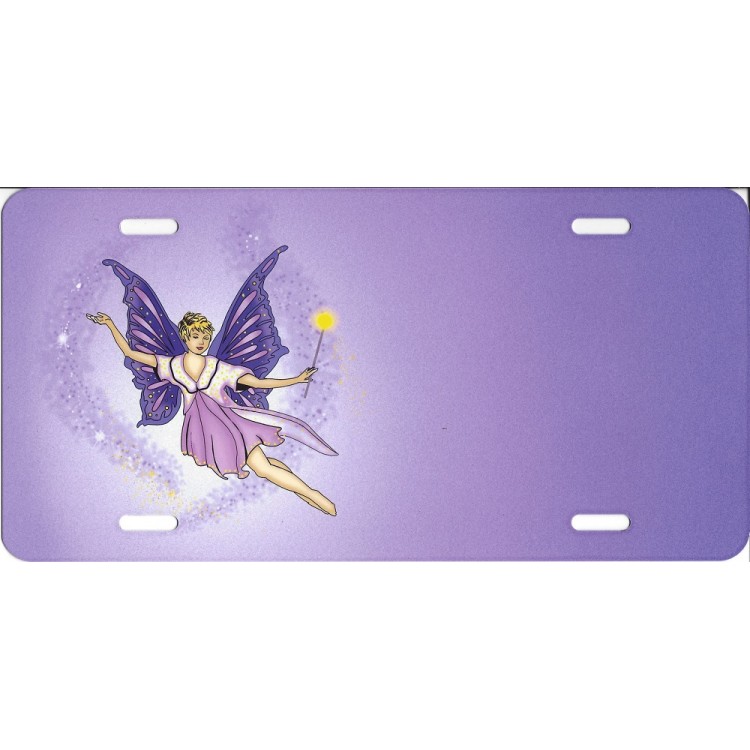 SM498 6 x 12 in. Offset Fairy on Purple License Plate