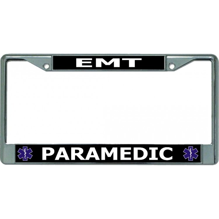 LPO5865 6 x 12 in. EMT Paramedic Chrome License Plate Frame