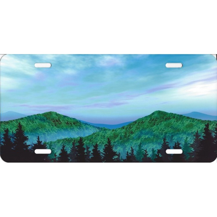 SM56 6 x 12 in. Forest Mountain Scene Airbrush License Plate