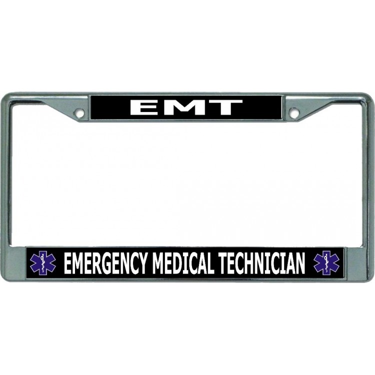 LPO5866 6 x 12 in. EMT Emergency Medical Technician Chrome License Plate Frame