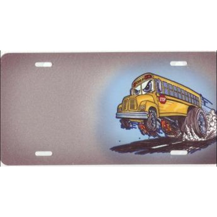 SM585 6 x 12 in. School Bus Offset Airbrush License Plate, Free Personalization on This Air Brush
