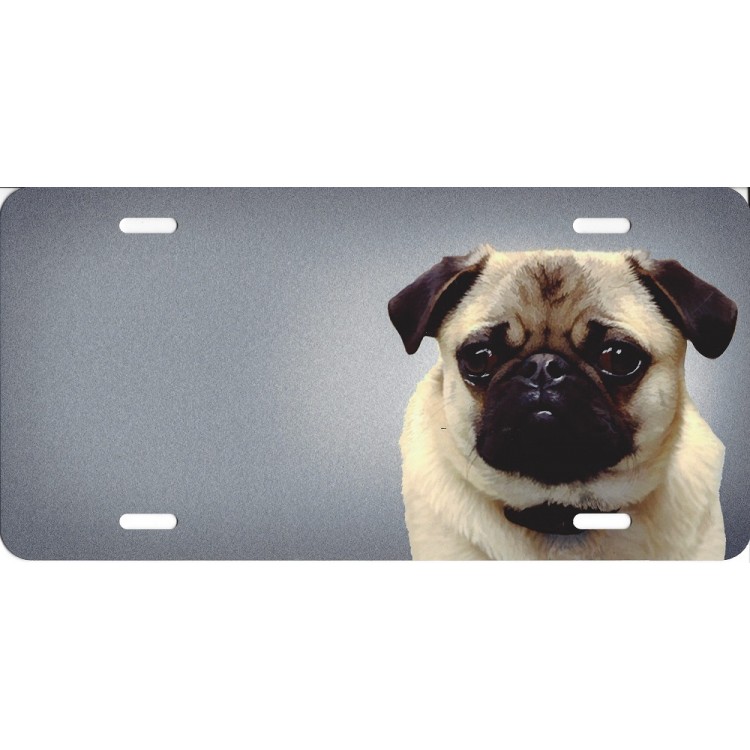SM603 6 x 12 in. Offset Pug on Gray License Plate