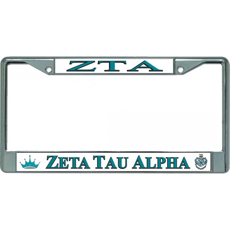 6 x 12 in. Zeta Tau Alpha Chrome License Plate Frame