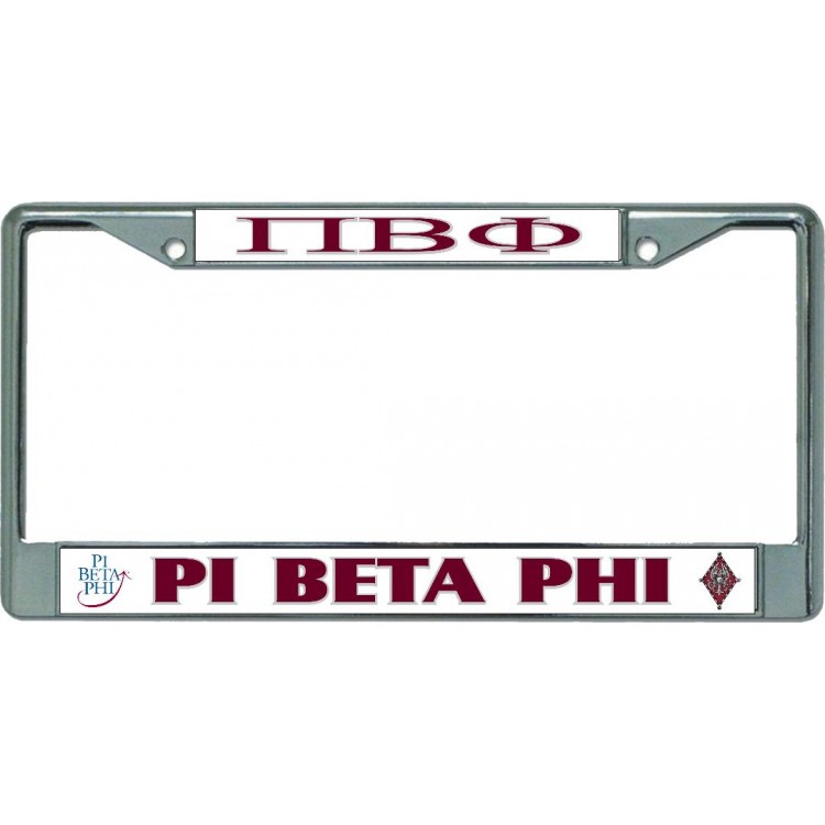 LPO5872 6 x 12 in. Pi Beta Phi Chrome License Plate Frame