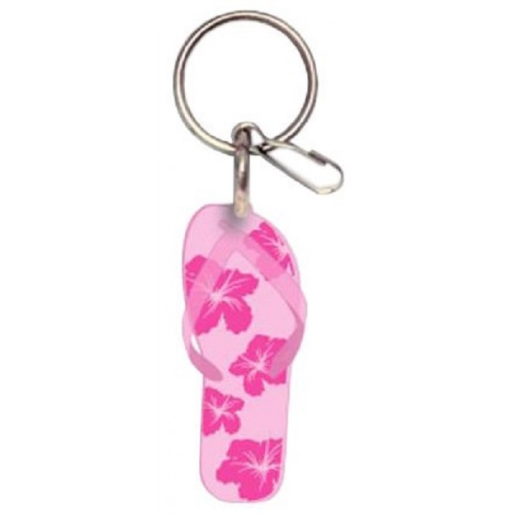 Picture of 212 Main KC4061 Pink Hibiscus Flip Flop Plastisol Key Chain