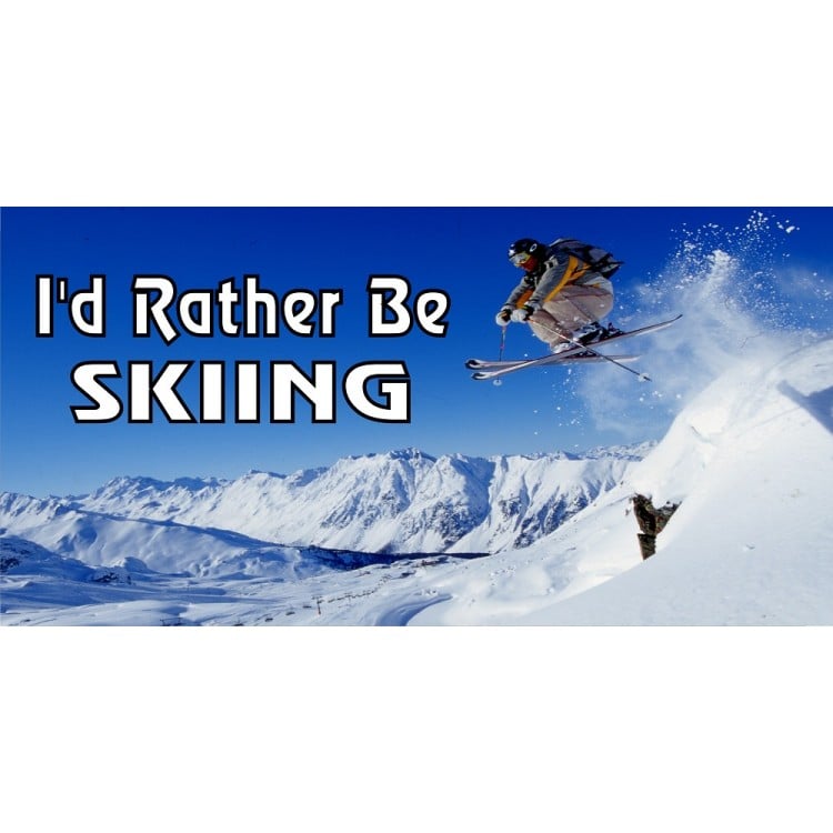 LPO2759 Id Rather Be Skiing Photo License Plate