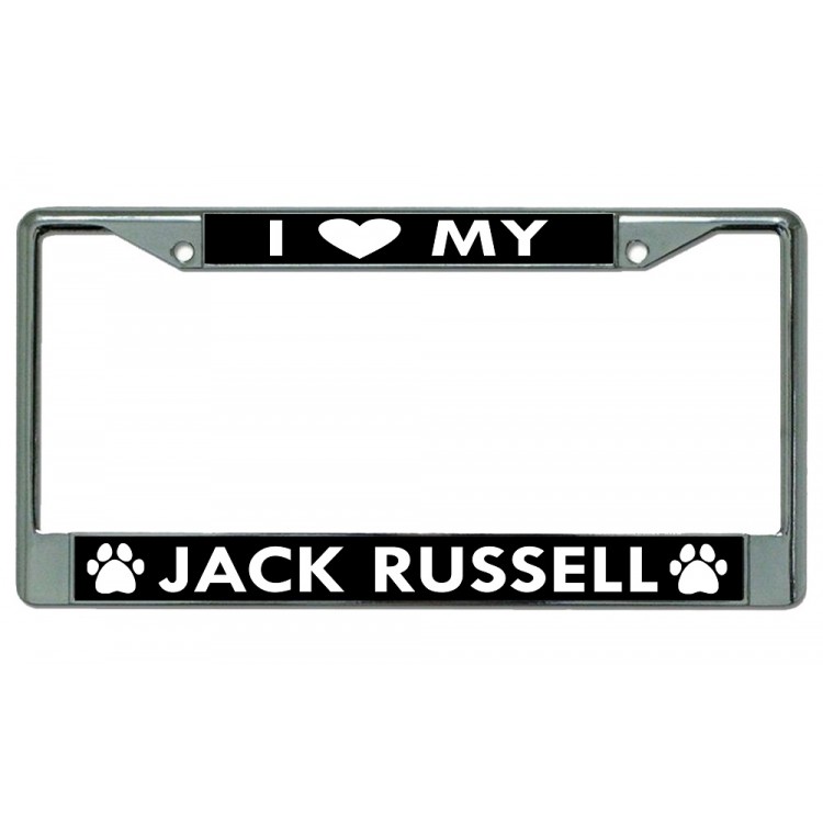 LPO2770 6 x 12 in. I Heart My Jack Russell Dog Chrome License Plate Frame -  212 Main