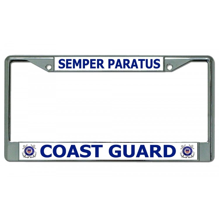 6 x 12 in. Coast Guard Semper Paratus Chrome License Plate Frame
