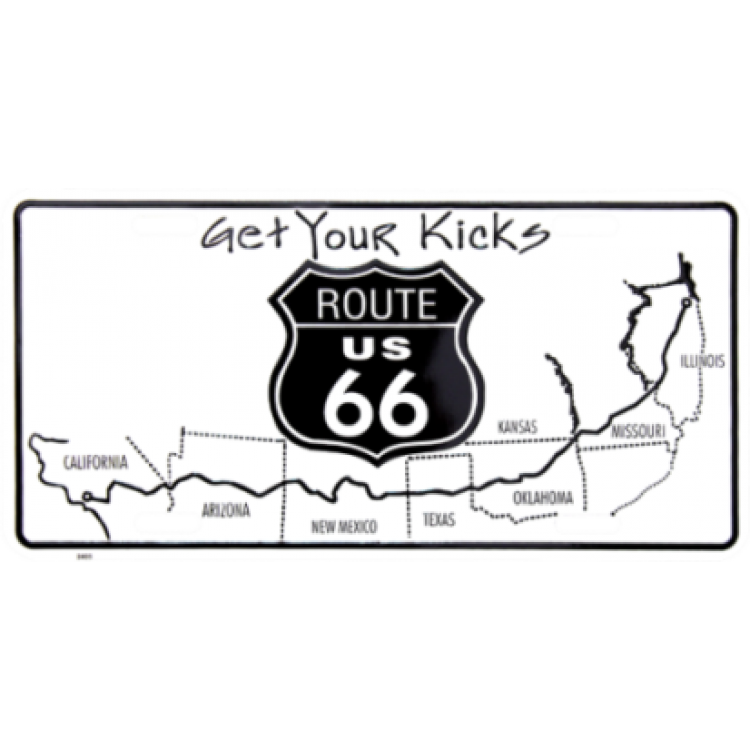Picture of 212 Main 2405 6 x 12 in. Route 66 Get Your Kicks Metal License Plate