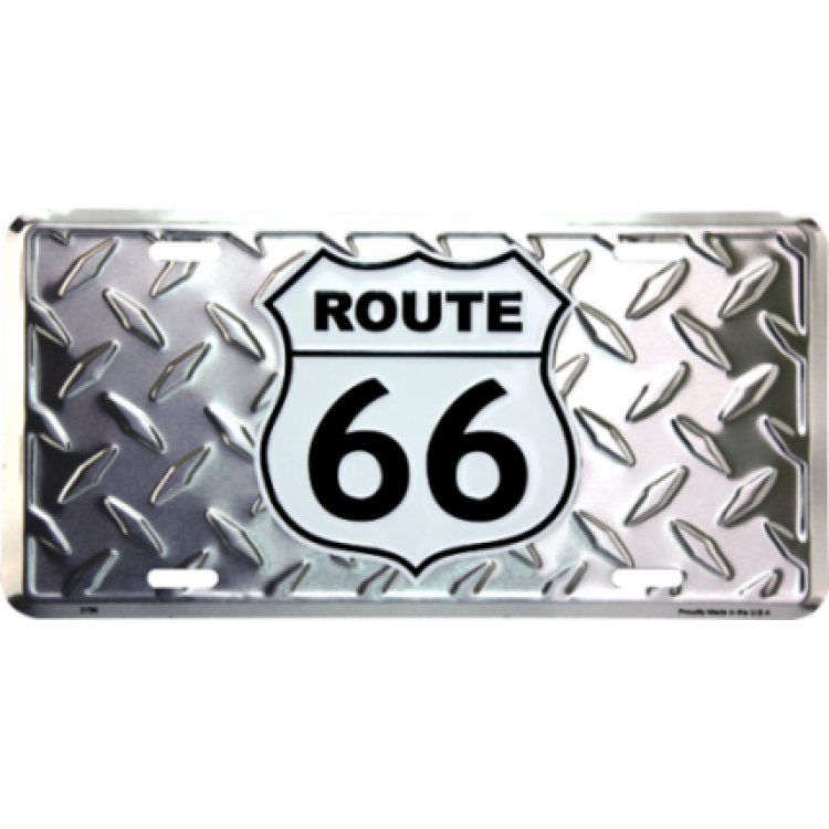 Picture of 212 Main 2736 6 x 12 in. Route 66 Diamond Plate Metal License Plate