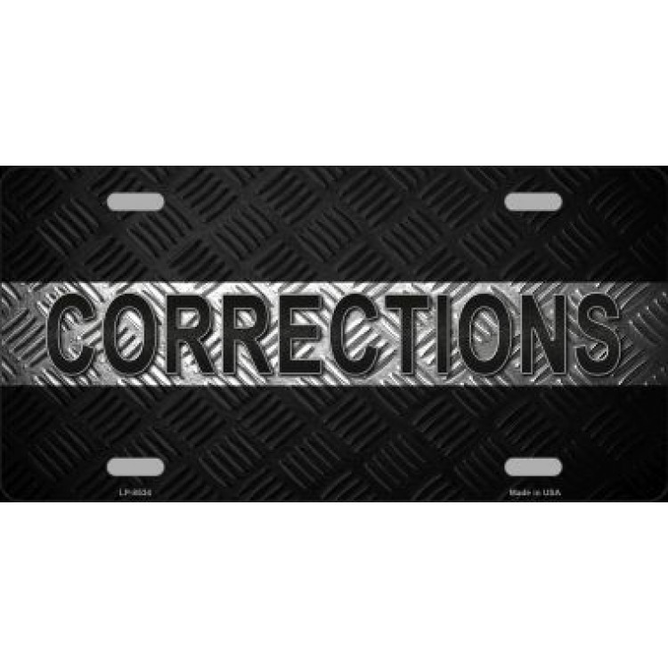 LP-9344 6 x 12 in. Corrections Silver Line Metal License Plate