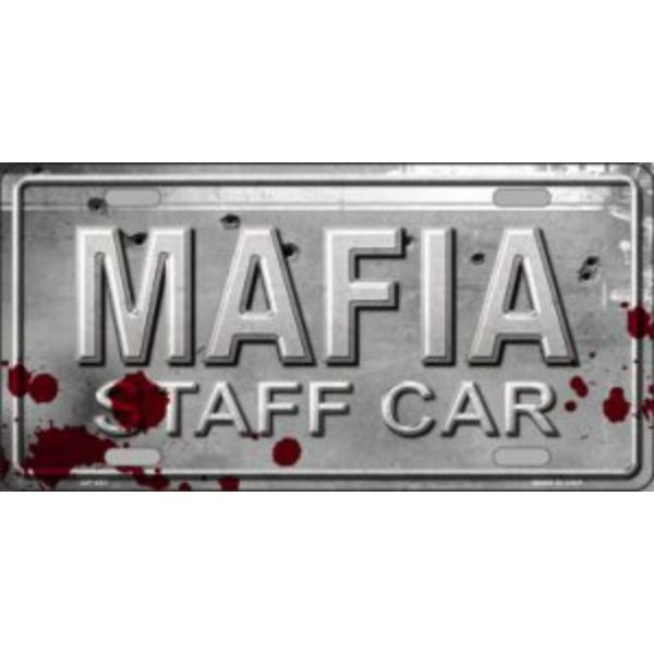 LP-351FP 6 x 12 in. Mafia Staff Car Metal License Plate