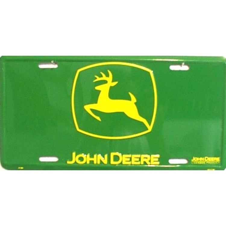 Picture of 212 Main 2166 6 x 12 in. John Deere Yellow Logo on Green Metal License Plate