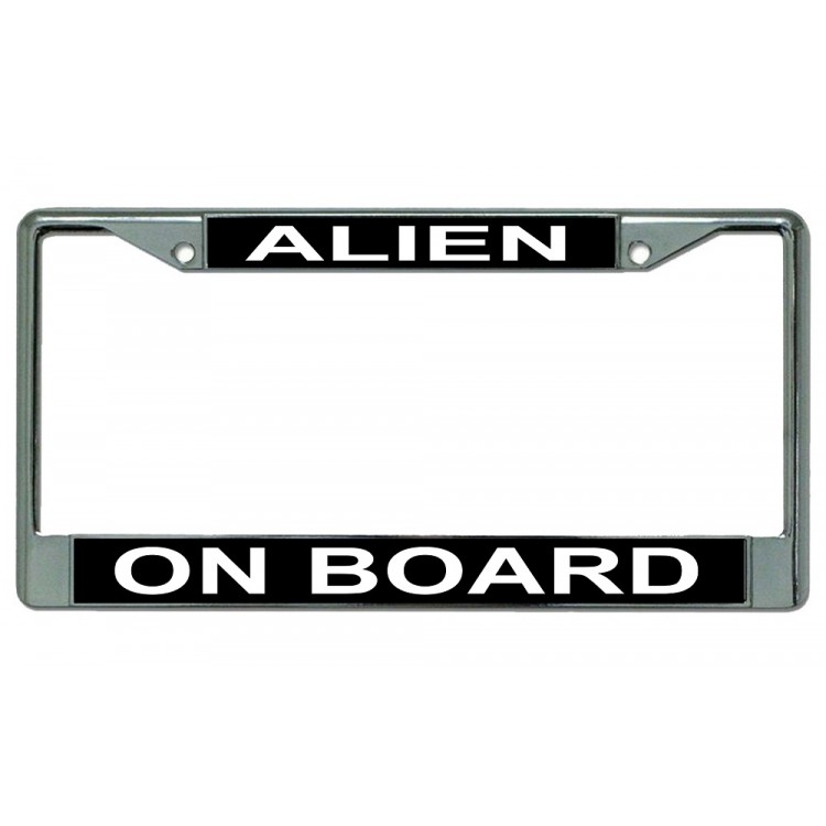 LPO2901 6 x 12 in. Alien on Board Chrome License Plate Frame