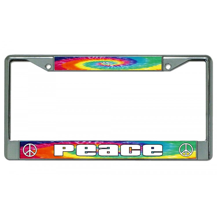 LPO2918 6 x 12 in. Peace Tie Dye Chrome License Plate Frame -  212 Main