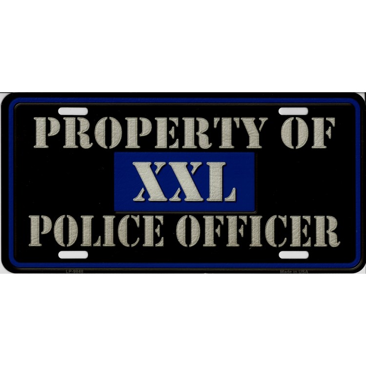 LP-9848 6 x 12 in. Property of XXL Police Officer Metal License Plate -  212 Main
