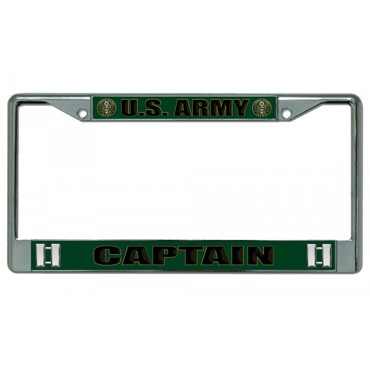 LPO2155 U.S. Army Captain Chrome License Plate Frame