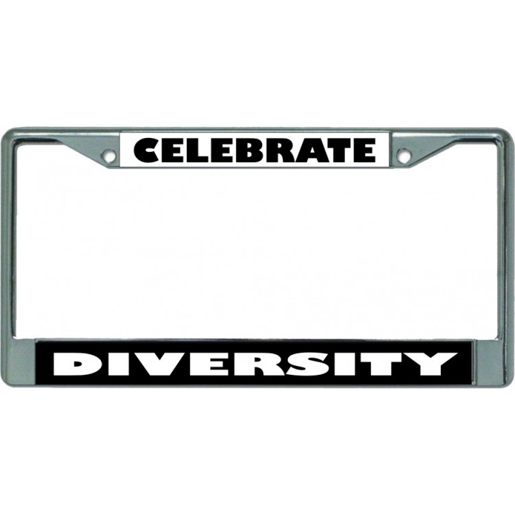 LPO5924 6 x 12 in. Celebrate Diversity Chrome License Plate Frame