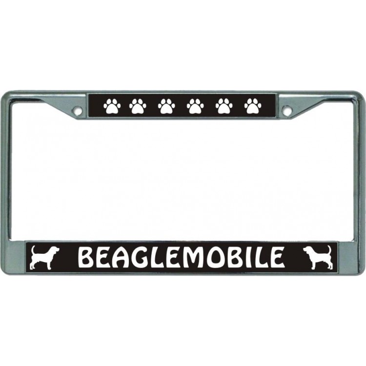 LPO5933 6 x 12 in. Beaglemobile Chrome License Plate Frame