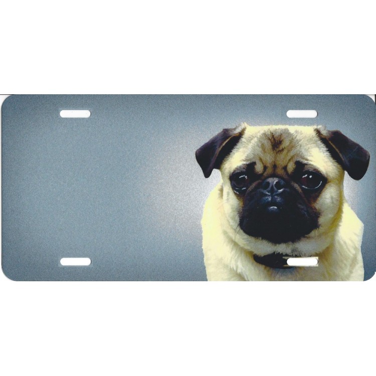 LPO2406 6 x 12 in. Pug Offset Photo License Plate