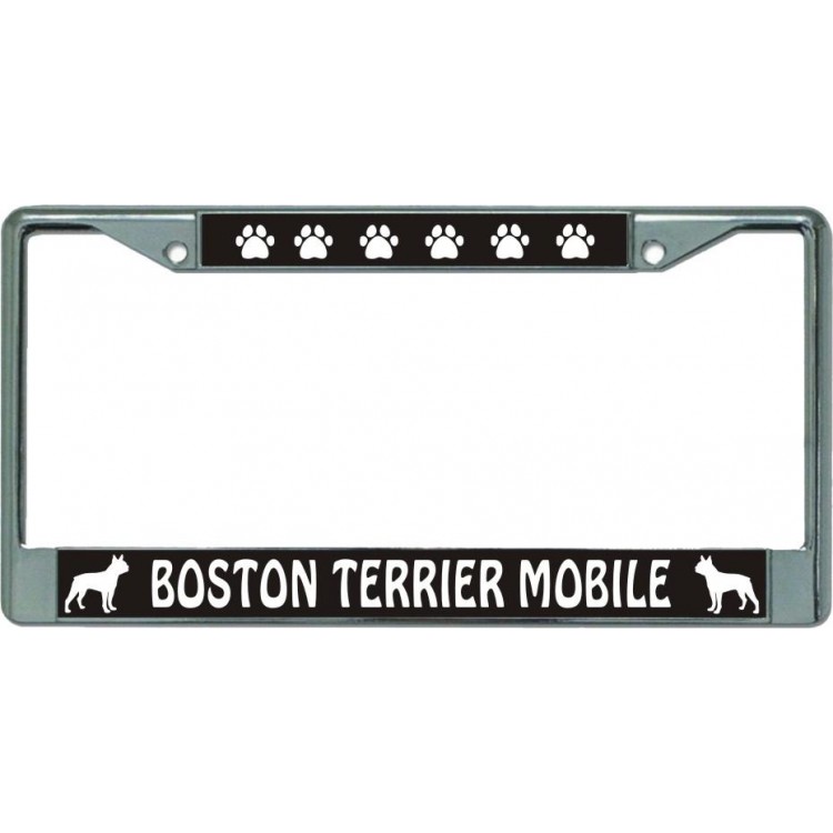 LPO5935 6 x 12 in. Boston Terrier Mobile Chrome License Plate Frame