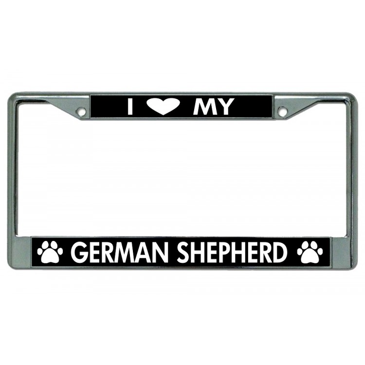 LPO2494 6 x 12 in. I Love My German Shepherd Chrome License Plate Frame