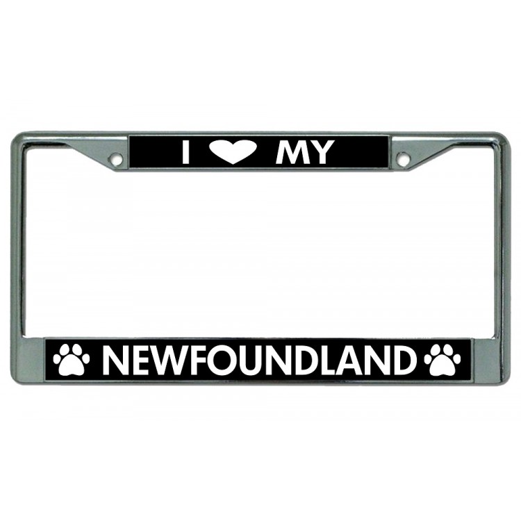 LPO2497 6 x 12 in. I Love My Newfoundland Chrome License Plate Frame
