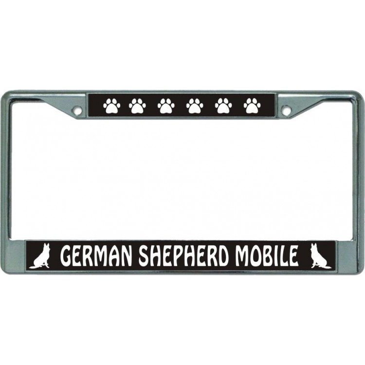 LPO5938 6 x 12 in. German Shepherd Mobile Chrome License Plate Frame