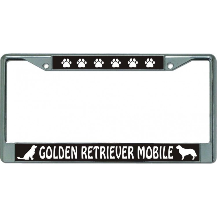LPO5939 6 x 12 in. Golden Retriever Mobile Chrome License Plate Frame