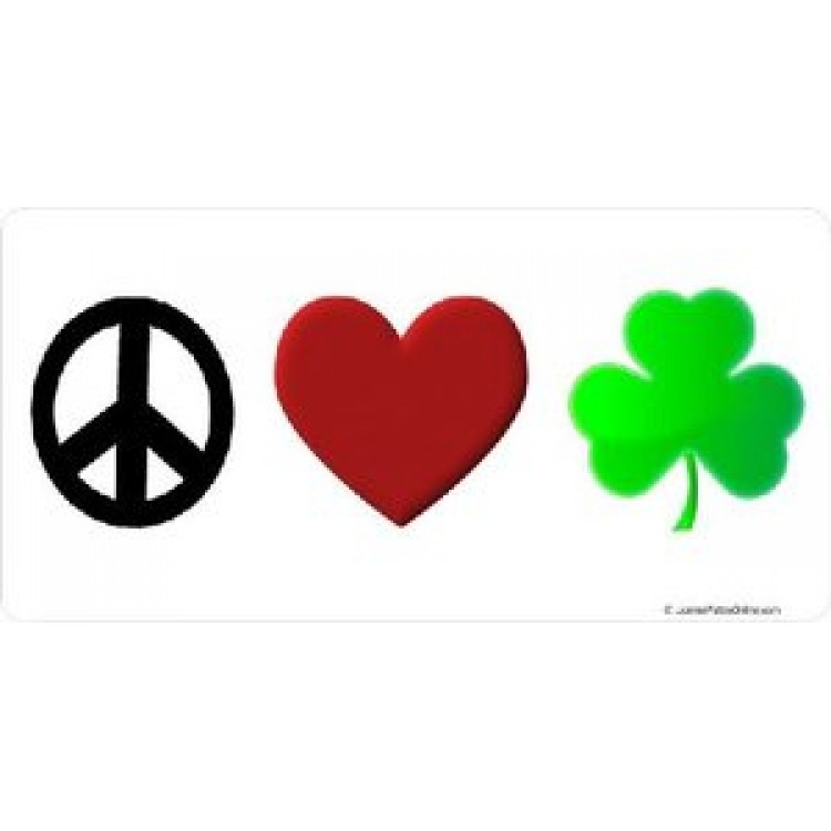 LPO744 Peace Love Shamrock Photo License Plate