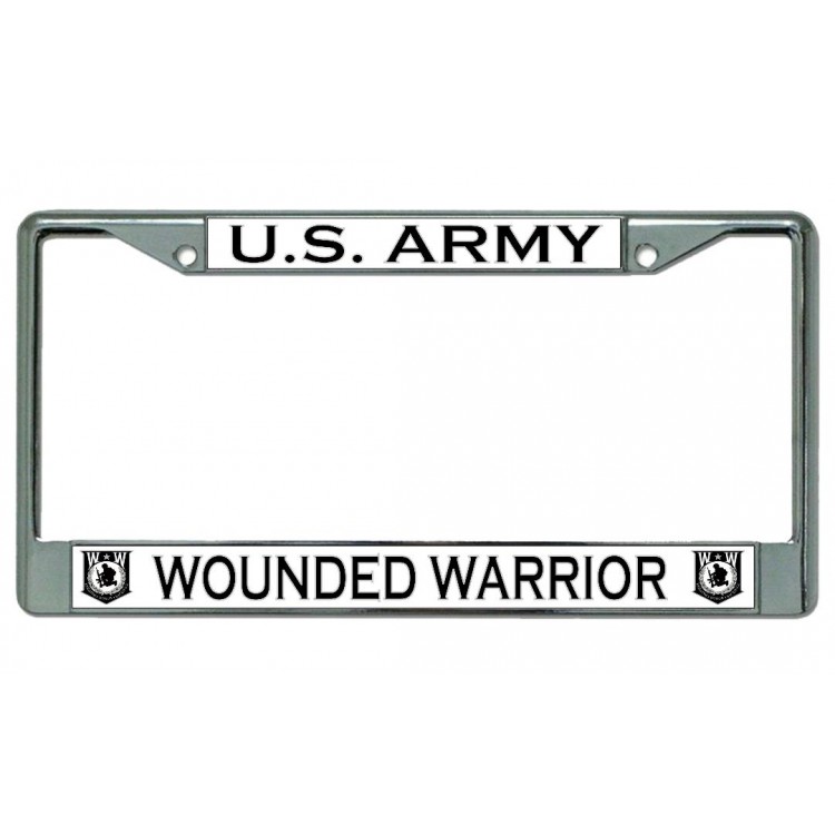LPO5017 6 x 12 in. U.S. Army Wounded Warrior Chrome License Plate Frame