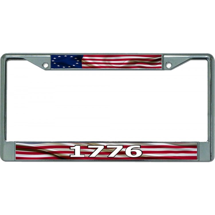 LPO5019 6 x 12 in. Betsy Ross 1776 Flag Chrome License Plate Frame