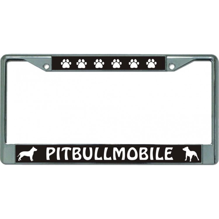 LPO5943 6 x 12 in. Pitbullmobile Chrome License Plate Frame